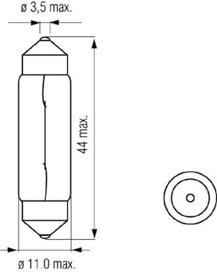 Pièces agricoles - Eclairage - Ampoule C10W 12V 10W SV8.5 Kramp