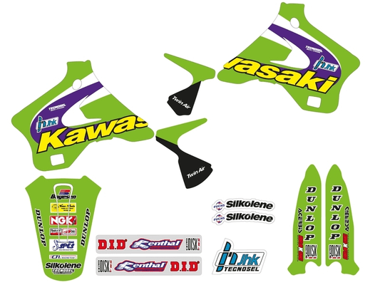 Pièces Quad & Motos - Equipement véhicule - Kit déco complet TECNOSEL Team Kawasaki 1998