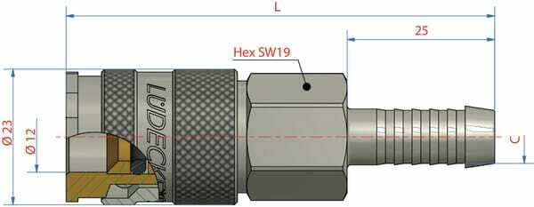 Pièces agricoles - Pièce pneumatique - Raccord rapide+embout 13mm