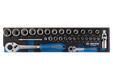 Module mousse + PP 30 pièces douilles 1/4 & 1/2" et accessoires