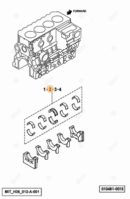 Pièces agricoles - Pieces moteur - demi-coussinet de palier mm 0.25 Deutz-Fahr origine