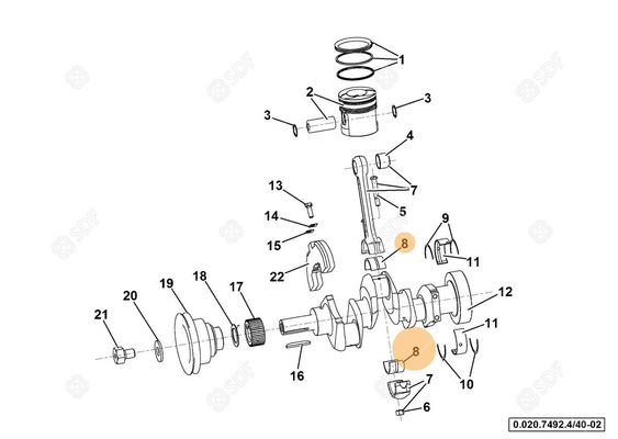 Pièces agricoles - Pieces moteur - demi-coussinet de bielle 0.030" Deutz-Fahr origine