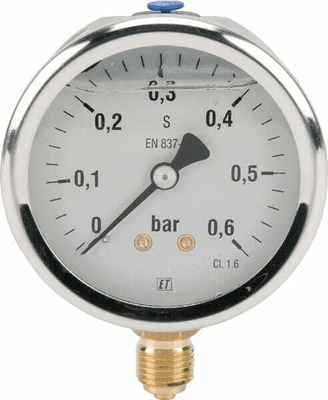 Pièces agricoles - Hydraulique - Manomètre Ø63 0-0,6bar ¼" inf.