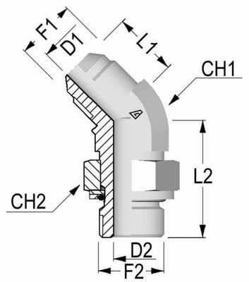 Pièces agricoles - Hydraulique - Raccord coudé 7/8 UNF x 1/2 BS