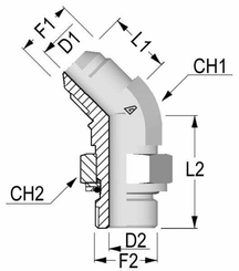 Pièces agricoles - Hydraulique - Raccord coudé 7/8 UNF x 1/2 BS