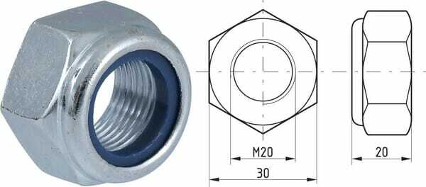 Pièces agricoles - Fasteners - Écrou de blocage hexagonal DIN985 M20x1,50 acier zingué |8| Kramp