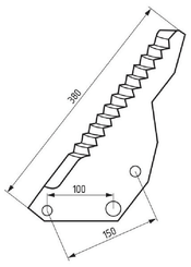 Pièces agricoles - Fenaison & élevage - Lame de rotor, 377 x 128 x 5, convient pour Pöttinger