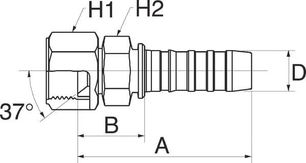 Pièces agricoles - Hydraulique - Racc. à sertir DN25-1"1/16 JIC