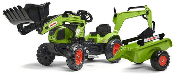 Loisirs - Jouets - Tractopelle Claas avec excavatrice et remorque