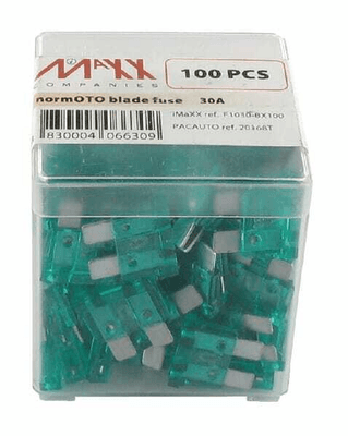 Pièces agricoles - Eclairage - Fusible lame standard 30A longueur 20mm vert pack 100x iMaXX