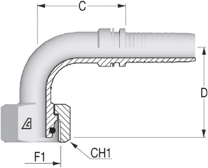 Pièces agricoles - Hydraulique - Raccord à sertir DN25-M45x2,0-35L-90°
