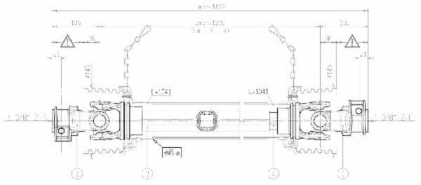 Pièces agricoles - Transmission - Arbre de transmission S4 L : 1210mm, Bondioli&Pavesi