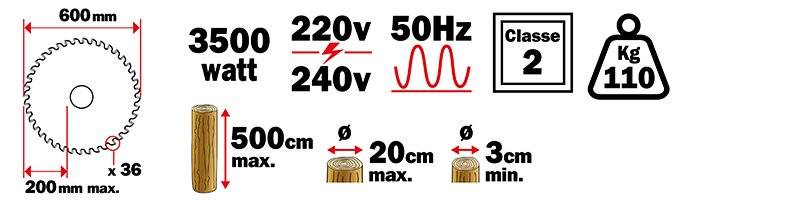 Materiels - Scie - SCIE BUCHES 600MM COUPE 200MM
