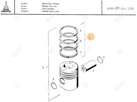 Pièces agricoles - Pieces moteur - SERIE 4 SEGMENTS Deutz-Fahr origine