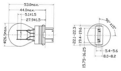 Pièces agricoles - Eclairage - Ampoule 12 V 32/3CP S25q P27/7 W