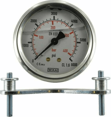 Pièces agricoles - Hydraulique - Manomètre Ø 63 mm 400bar/6000psi Inox- raccord arrière