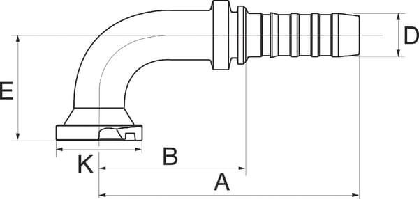 Pièces agricoles - Hydraulique - Racc. à sertir DN32+63,5 bride 90°
