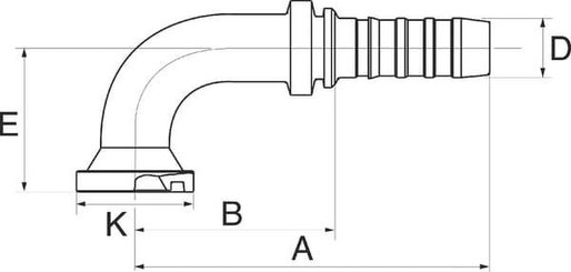 Pièces agricoles - Hydraulique - Racc. à sertir DN32+63,5 bride 90°