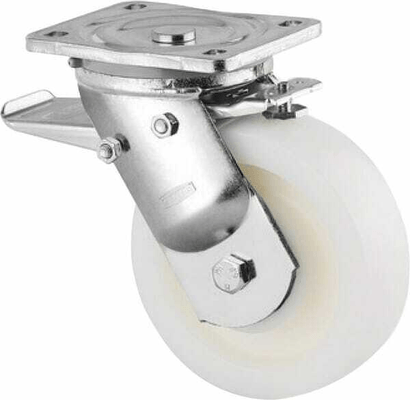 Pièces agricoles - Outils atelier - Roulette pivotante, chape et platine en acier mécano-soudé, zingué bleu