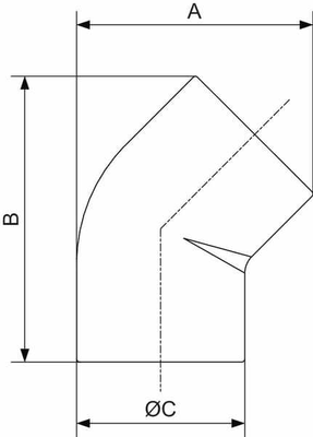 Pièces agricoles - Pièce pneumatique - coude F/F 63mm 45° Prevost