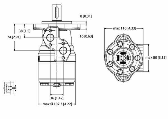 Pièces agricoles - Hydraulique - Moteur orbital, arbre Ø 25 A2