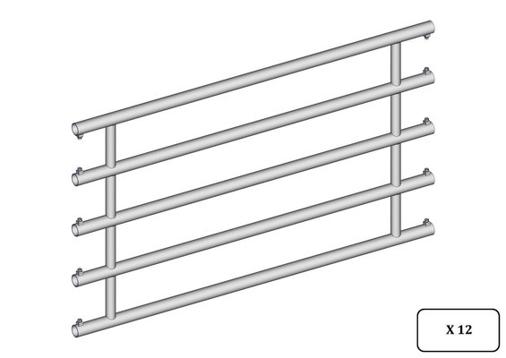 Materiels - Cage de contention - PACK DE 12 ARRIERES DOUBLEX EX5  L.1.90M