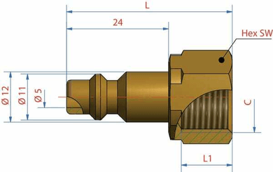 Pièces agricoles - Pièce pneumatique - Con mâle avec filetage 1/8" BSP F
