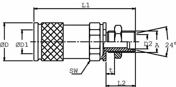 Pièces agricoles - Hydraulique - Coupleur femelle cloison M22