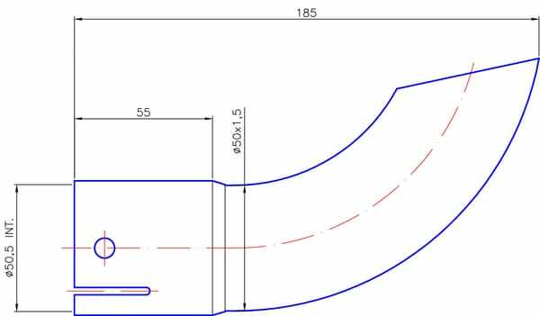 Pièces agricoles - Moteurs pièce adaptable - Embout d'échappement ø50mm