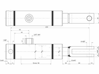 Pièces agricoles - Hydraulique - Vérin de frein sans ressort EPL25/100