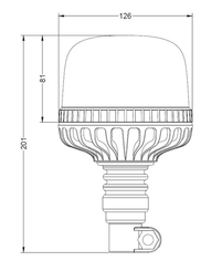 Pièces agricoles - Eclairage - Gyrophare LED, 20W, 12-24V, ambre, montage sur poteau flexible, Ø 126mm x201mm