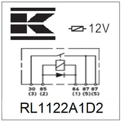Pièces agricoles - Eclairage - Mini relais 12V, double contact à fermeture, 2x20A, diode, sans support