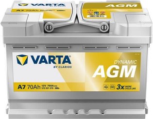 Pièces agricoles - Eclairage - Battery 12V 70Ah 760A A7 VARTA Dynamic AGM