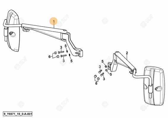 Pièces agricoles - Cabine et structure - rétroviseur - dx/rh/re