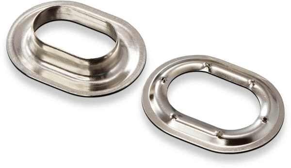 Pièces agricoles - Pièce divers - Oeillets ovales 22,5x13,5 mm laiton nickelé