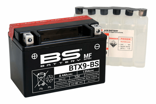 Pièces Quad & Motos - Electrique - Batterie BS BATTERY sans entretien avec pack acide - BTX9-BS