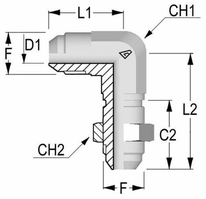 Pièces agricoles - Hydraulique - Raccord coude passe cloison JIC/UNF 7/8
