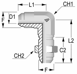 Pièces agricoles - Hydraulique - Raccord coude passe cloison JIC/UNF 7/8