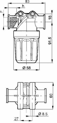 Pièces agricoles - Pièce Pulvérisateur - Filtre de pression 55l 1/2"
