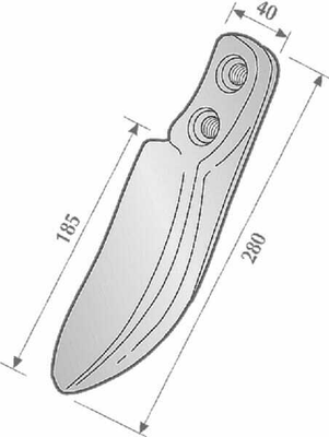 Pièces agricoles - Travail du sol - Dent de herse rotative 280mm G/D Dutzi/Terranova