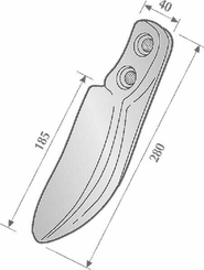 Pièces agricoles - Travail du sol - Dent de herse rotative 280mm G/D Dutzi/Terranova