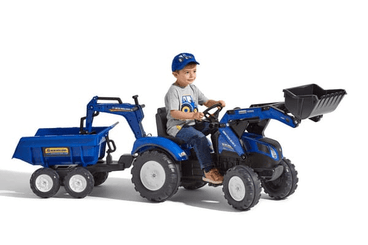 Loisirs - Jouets - Tractopelle NH avec excavatrice et remorque