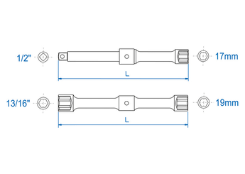 Outils - Outils divers - Clé en croix 1/2" 17-19-13/16"
