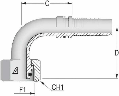 Pièces agricoles - Hydraulique - Raccord DN06-M16x150-8S 90°