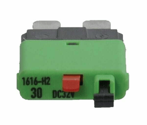 Pièces agricoles - Electricité - Fusible réinitialisation manuelle thermique 28V 30A longueur 34,4mm vert E.T.A