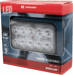 Pièces agricoles - Eclairage - Phare de travail LED rectangulaire 15W 1900lm, 10/30V, 150x37x100mm longue portée 10 LED Kramp