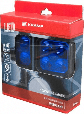 Pièces agricoles - Eclairage - Phare de travail LED x2 carré 9W 1000lm 10/30V bleu 90x4 LED