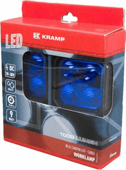 Pièces agricoles - Eclairage - Phare de travail LED x2 carré 9W 1000lm 10/30V bleu 90x4 LED