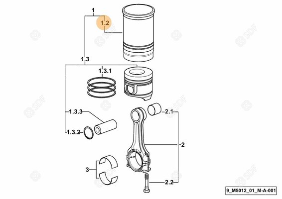 Pièces agricoles - Pieces moteur - cylindre d'un moteur B