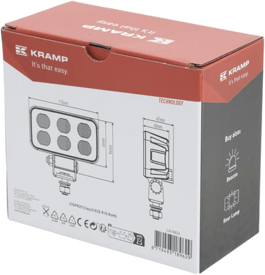 Pièces agricoles - Eclairage - Lampe de travail LED, 60W, 4630lm, rectangulaire, 12/24V, blanc, 115x65x47mm prise Deutsch, faisceau étroit, 12LED
